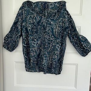 Falls Creek Teal Paisley Top